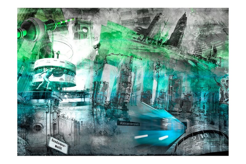 Fototapet Berlin Collage Grøn 150x105, Artgeist sp. z o. o.