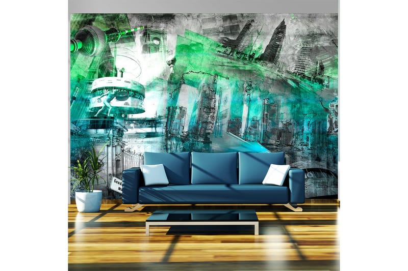 Fototapet Berlin Collage Grøn 150x105 - Artgeist sp. z o. o. - Boligtilbehør - Vægdekoration - Tapeter - Fototapeter