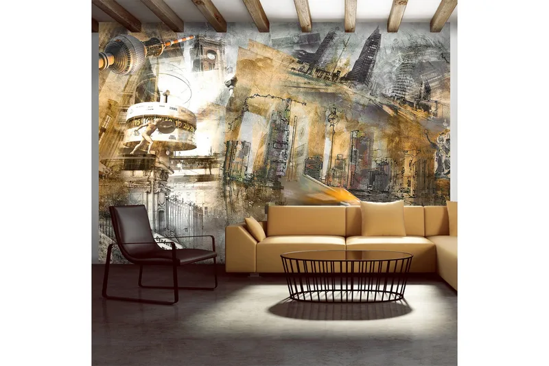 Fototapet Berlin Kollage Orange 250x175, Artgeist sp. z o. o.