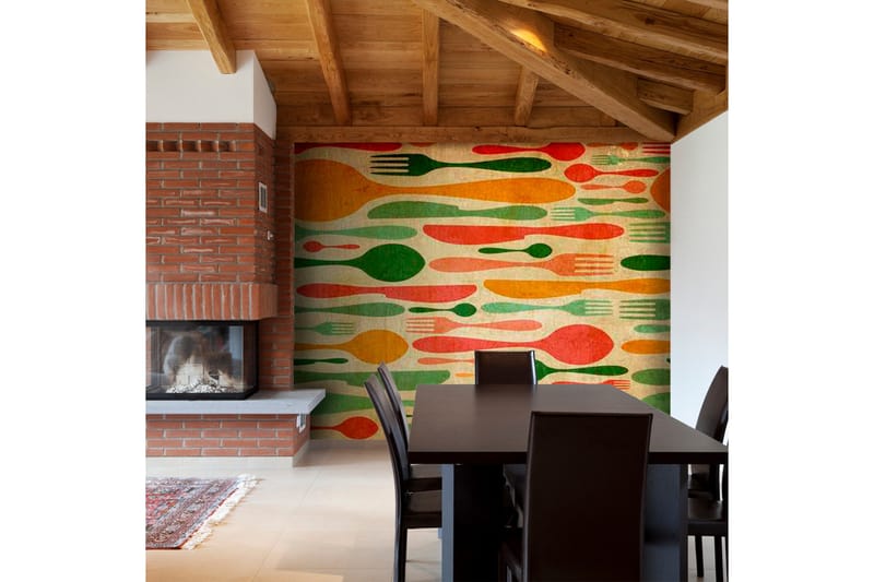 Fototapet Bestik Orange Og Grønt 350x270, Artgeist sp. z o. o.