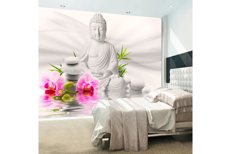 Fototapet Buddha And Orchids 400x280, Artgeist sp. z o. o.
