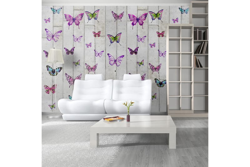 Fototapet Butterflies And Concrete 50x1000 - Artgeist sp. z o. o. - Boligtilbehør - Vægdekoration - Tapeter - Fototapeter