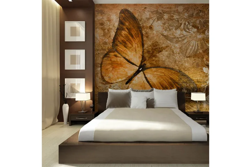 Fototapet Butterfly Sepia 350x270 - Artgeist sp. z o. o. - Boligtilbehør - Vægdekoration - Tapeter - Fototapeter