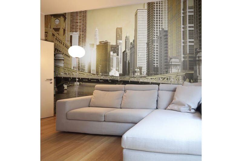 Fototapet Chicagos Bro Vintage Effect 200x154 - Artgeist sp. z o. o. - Boligtilbehør - Vægdekoration - Tapeter - Fototapeter