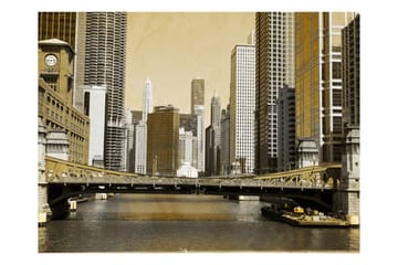 Fototapet Chicagos Brygge Retro Effekt 350x270 - Artgeist sp. z o. o. - Boligtilbehør - Vægdekoration - Tapeter - Fototapeter