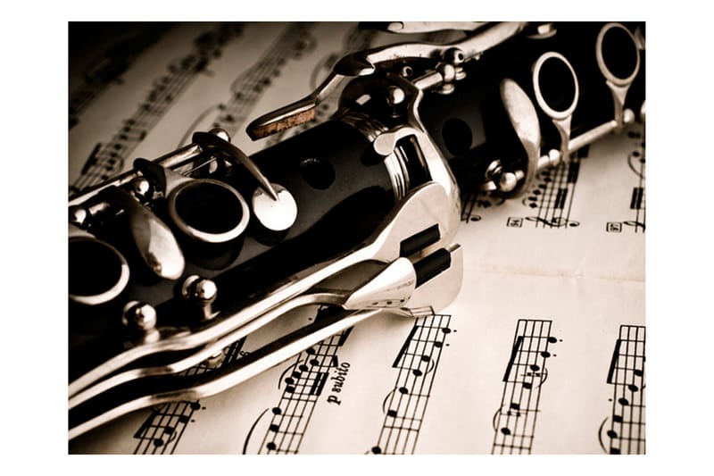 Fototapet Clarinet And Music Notes 200x154 - Artgeist sp. z o. o. - Boligtilbehør - Vægdekoration - Tapeter - Fototapeter
