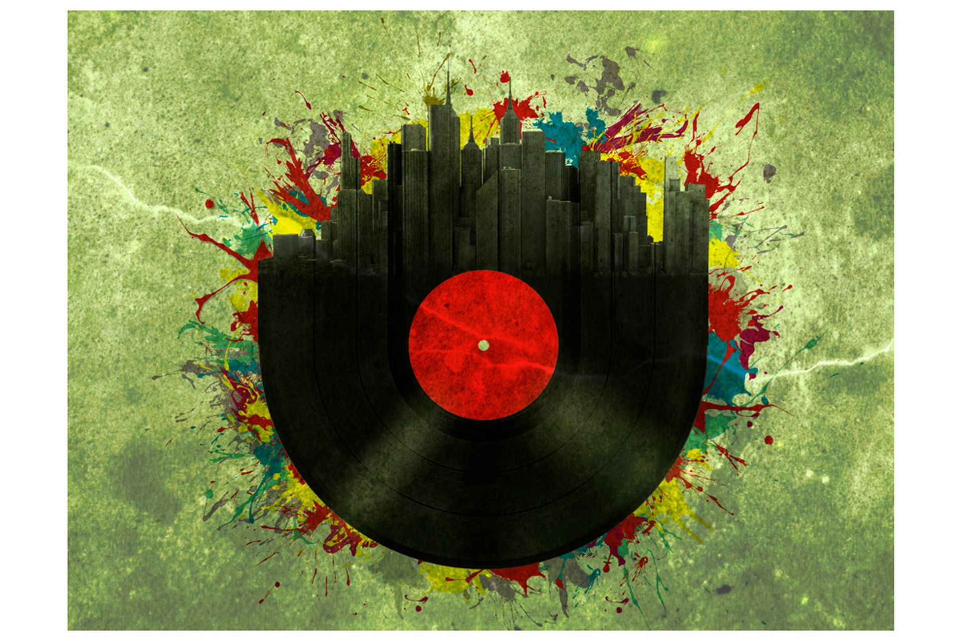 Fototapet Colorful Melodies Of The City 250x193 - Artgeist sp. z o. o. - Boligtilbehør - Vægdekoration - Tapeter - Fototapeter