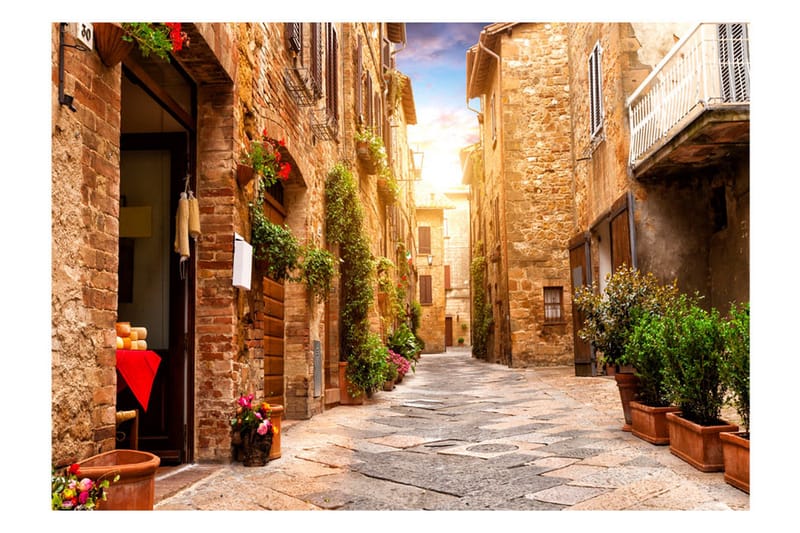 Fototapet Colourful Street In Tuscany 300x210 - Artgeist sp. z o. o. - Boligtilbehør - Vægdekoration - Tapeter - Fototapeter