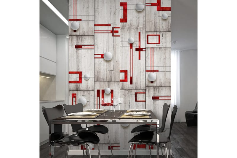 Fototapet Concrete Red Fremes And White Knobs 50x1000, Artgeist sp. z o. o.