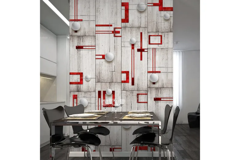 Fototapet Concrete Red Fremes And White Knobs 50x1000, Artgeist sp. z o. o.