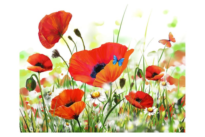 Fototapet Country Poppies 200x154, Artgeist sp. z o. o.