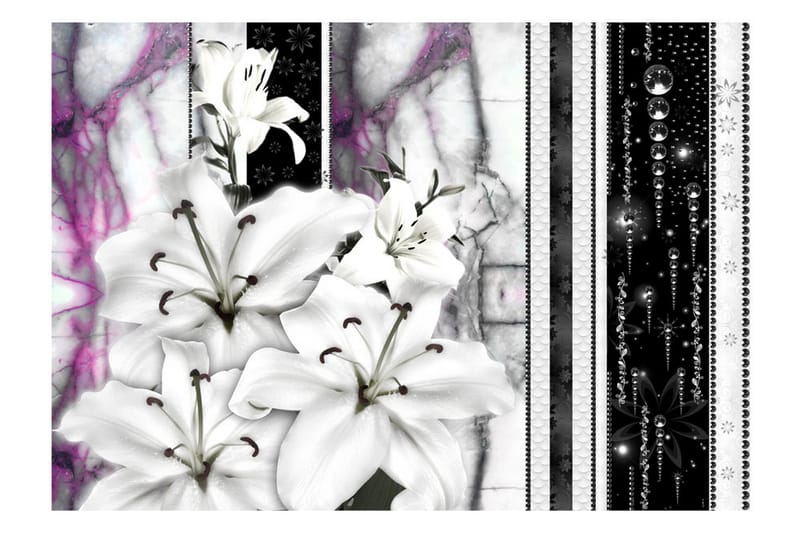 Fototapet Crying Lilies On Purple Marble 250x175 - Artgeist sp. z o. o. - Fototapeter
