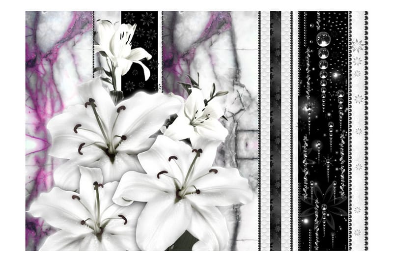 Fototapet Crying Lilies On Purple Marble 400x280 - Artgeist sp. z o. o. - Boligtilbehør - Vægdekoration - Tapeter - Fototapeter