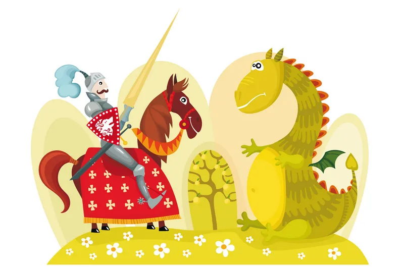 Fototapet Dragon And Knight 400x309, Artgeist sp. z o. o.