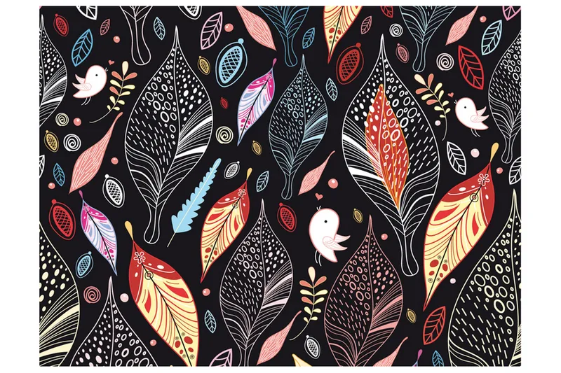 Fototapet Efterårs Blad På Sort Baggrund 300x231, Artgeist sp. z o. o.