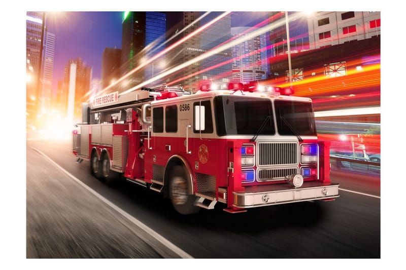 Fototapet Firetruck 150x105 - Artgeist sp. z o. o. - Boligtilbehør - Vægdekoration - Tapeter - Fototapeter