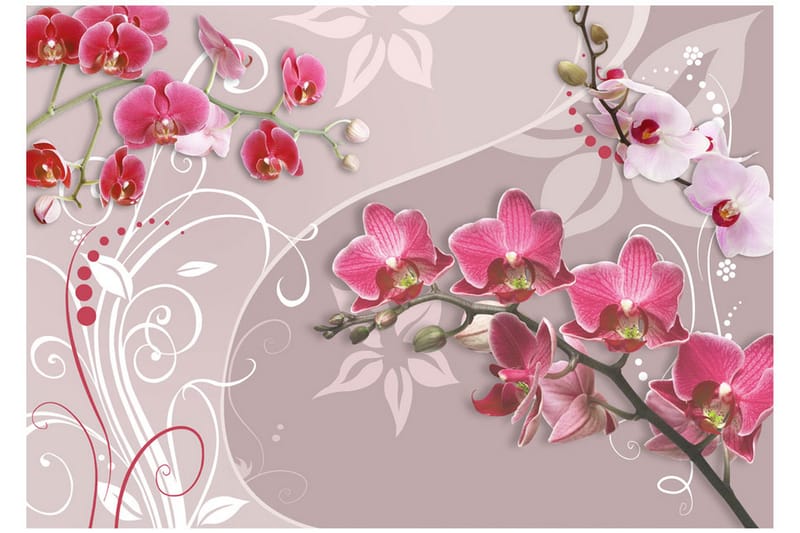Fototapet Flight Of Pink Orchids 200x140 - Artgeist sp. z o. o. - Boligtilbehør - Vægdekoration - Tapeter - Fototapeter