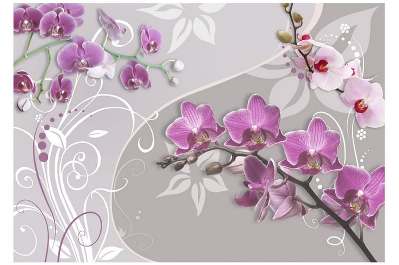 Fototapet Flight Of Purple Orchids 100x70 - Artgeist sp. z o. o. - Boligtilbehør - Vægdekoration - Tapeter - Fototapeter