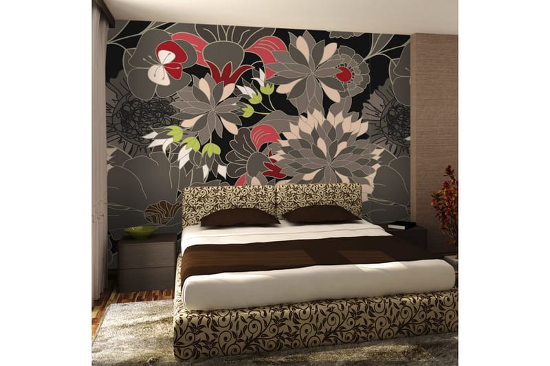 Fototapet Floral Design Gray 350x270 - Artgeist sp. z o. o. - Boligtilbehør - Vægdekoration - Tapeter - Fototapeter