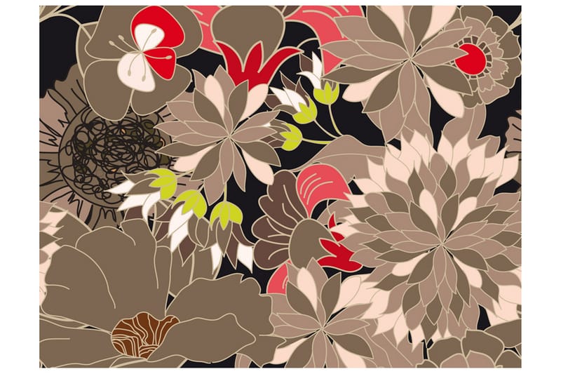 Fototapet Floral Design Gray 350x270 - Artgeist sp. z o. o. - Boligtilbehør - Vægdekoration - Tapeter - Fototapeter