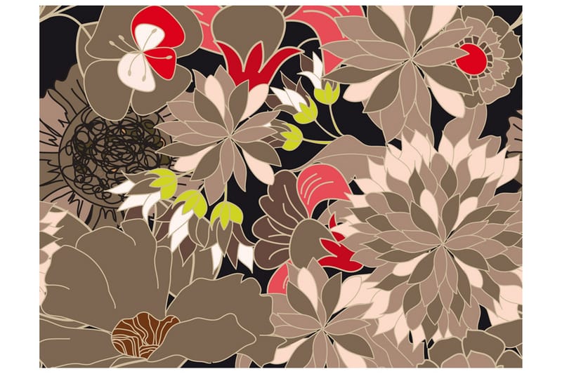 Fototapet Floral Design Gray 400x309, Artgeist sp. z o. o.