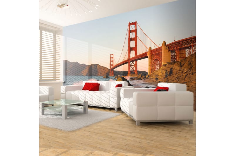 Fototapet Golden Gate Bridge Sunset San Francisco 200x154 - Artgeist sp. z o. o. - Boligtilbehør - Vægdekoration - Tapeter - Fototapeter