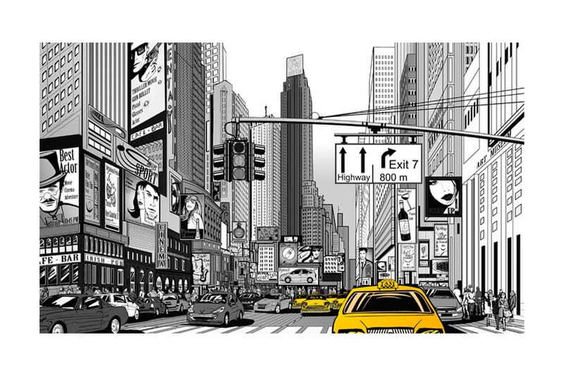 Fototapet Gula Taxibiler NYC 450x270, Artgeist sp. z o. o.