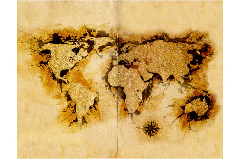 Fototapet guldgraver kort over verden 200x154 - Artgeist sp. z o. o. - Fototapeter