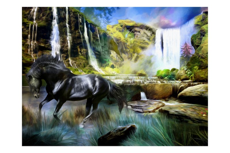 Fototapet Hest Himmelblå Vandfald 300x231 - Artgeist sp. z o. o. - Boligtilbehør - Vægdekoration - Tapeter - Fototapeter