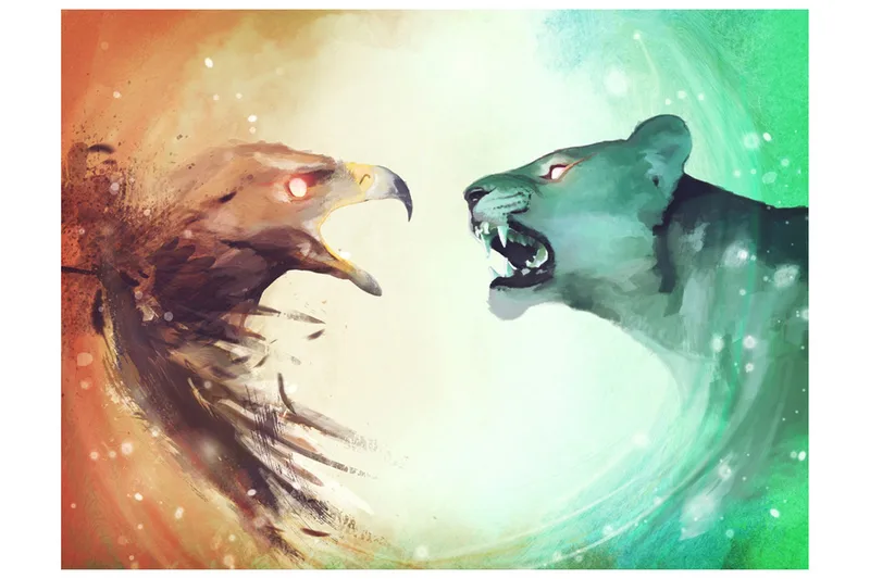 Fototapet Interspecies Clash 400x309 - Artgeist sp. z o. o. - Boligtilbehør - Vægdekoration - Tapeter - Fototapeter