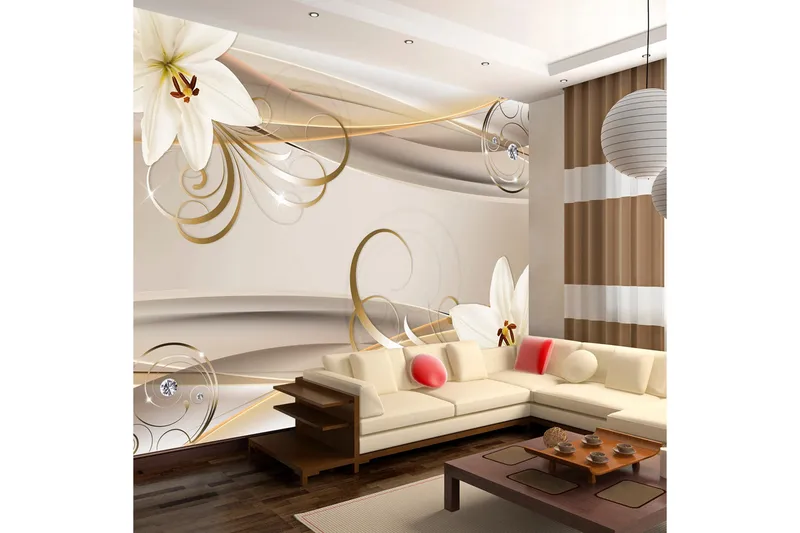 Fototapet Lilies And The Gold Spirals 400x280, Artgeist sp. z o. o.