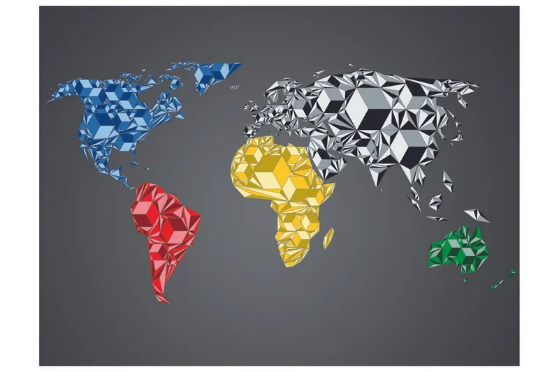 Fototapet Map Of The World Colorful Solids 350x270, Artgeist sp. z o. o.