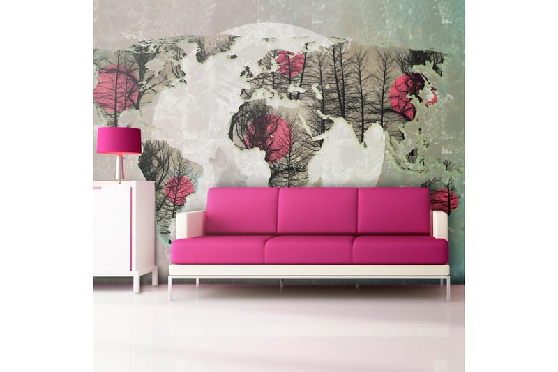 Fototapet Map Of The World Howling To The Moon 350x270, Artgeist sp. z o. o.