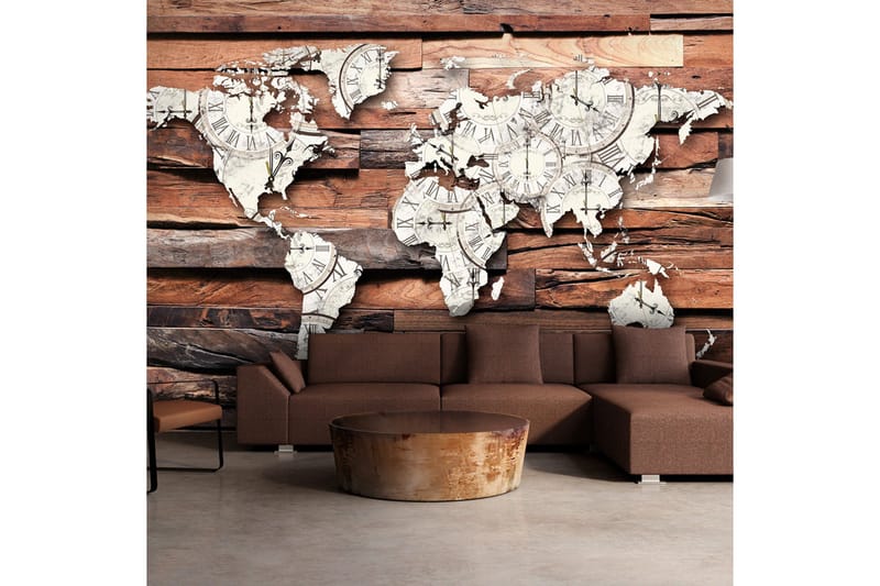 Fototapet Map On Wood 400x280, Artgeist sp. z o. o.