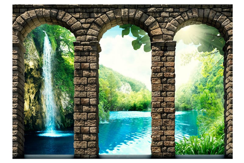 Fototapet Mysterious Waterfall 150x105 - Artgeist sp. z o. o. - Boligtilbehør - Vægdekoration - Tapeter - Fototapeter