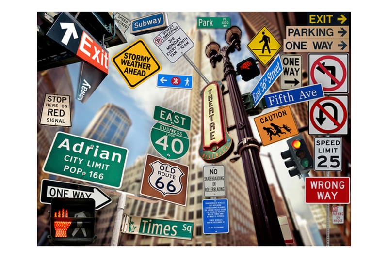 Fototapet New York Signposts 200x154 - Artgeist sp. z o. o. - Fototapeter