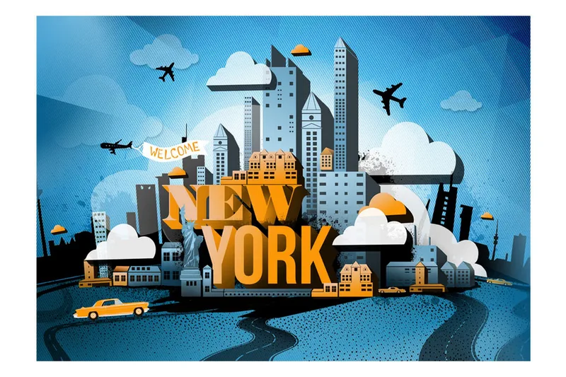 Fototapet New York Welcome 350x245 - Artgeist sp. z o. o. - Boligtilbehør - Vægdekoration - Tapeter - Fototapeter