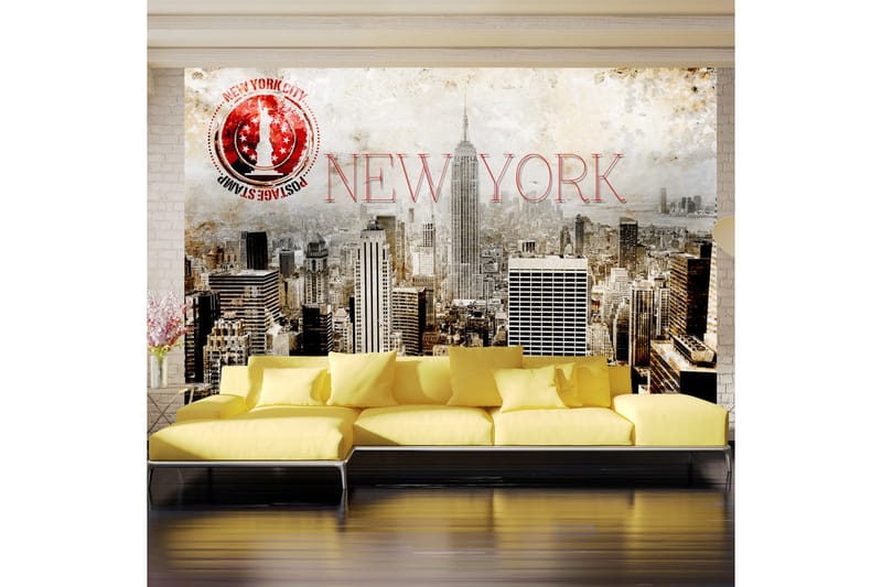 Fototapet New York Post Age Stamp 350x245 - Artgeist sp. z o. o. - Boligtilbehør - Vægdekoration - Tapeter - Fototapeter