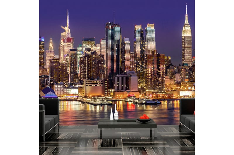 Fototapet NYC Night City 350x245 - Artgeist sp. z o. o. - Boligtilbehør - Vægdekoration - Tapeter - Fototapeter