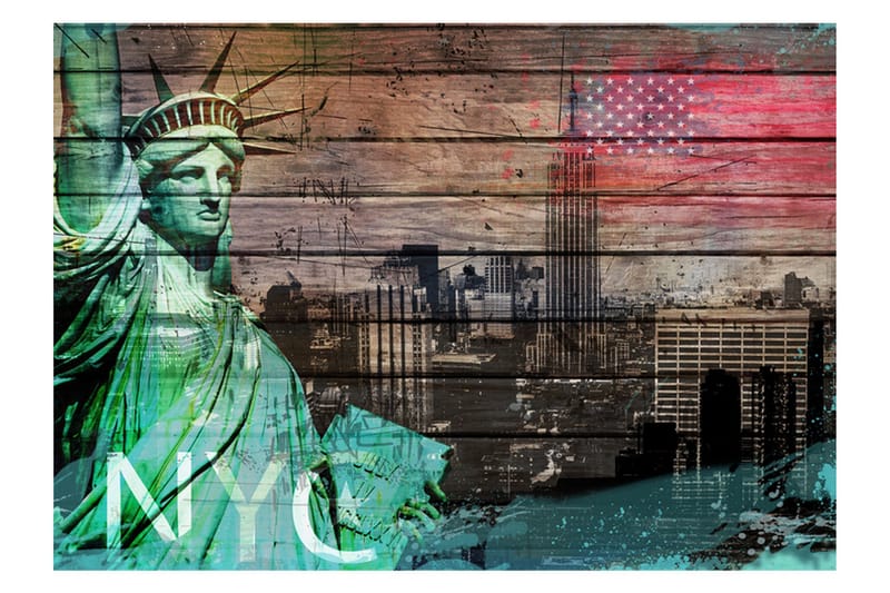 Fototapet NYC Symbols 350x245 - Artgeist sp. z o. o. - Boligtilbehør - Vægdekoration - Tapeter - Fototapeter