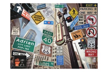 Fototapet NYC Tegn På En Farvet Baggrund 350x270 - Artgeist sp. z o. o. - Boligtilbehør - Vægdekoration - Tapeter - Fototapeter