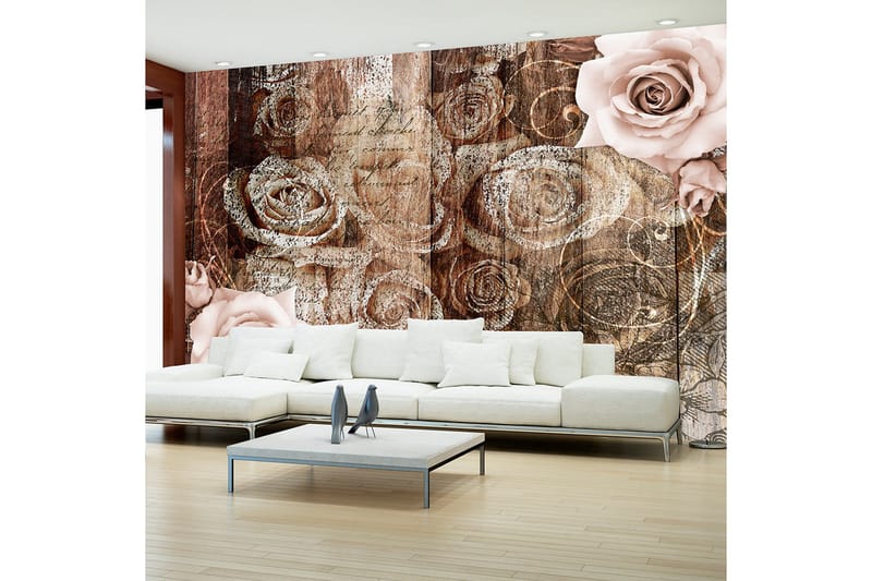 Fototapet Old Wood & Roses 200x140, Artgeist sp. z o. o.