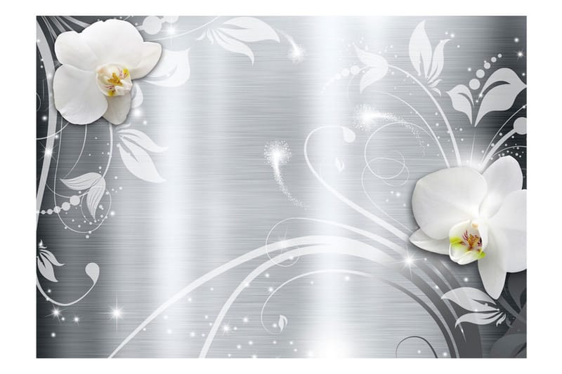 Fototapet Orchids On Steel 150x105 - Artgeist sp. z o. o. - Boligtilbehør - Vægdekoration - Tapeter - Fototapeter