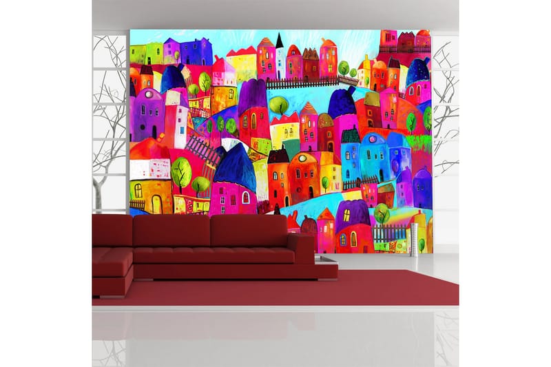 Fototapet Rainbow-Hued Town 300x231 - Artgeist sp. z o. o. - Boligtilbehør - Vægdekoration - Tapeter - Fototapeter