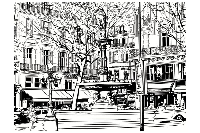 Fototapet Sketch Of Parisian Fountain 350x270, Artgeist sp. z o. o.