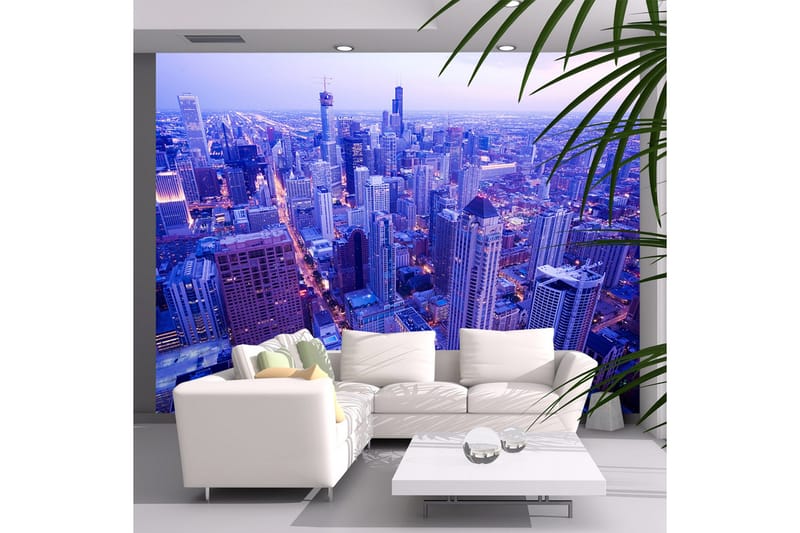 Fototapet Skygge Lamper Ved Tusmørke Chicago 350x270, Artgeist sp. z o. o.