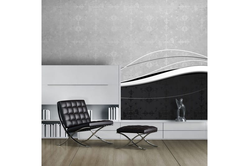 Fototapet Sort-Hvide Bølger Vintage 450x270, Artgeist sp. z o. o.