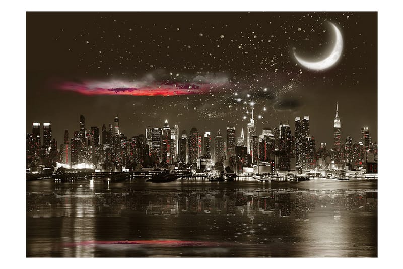 Fototapet Starry Night Over NY 150x105 - Artgeist sp. z o. o. - Boligtilbehør - Vægdekoration - Tapeter - Fototapeter