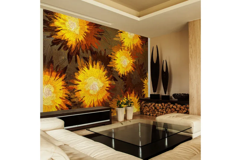 Fototapet Sunflower Dance 200x140 - Artgeist sp. z o. o. - Boligtilbehør - Vægdekoration - Tapeter - Fototapeter