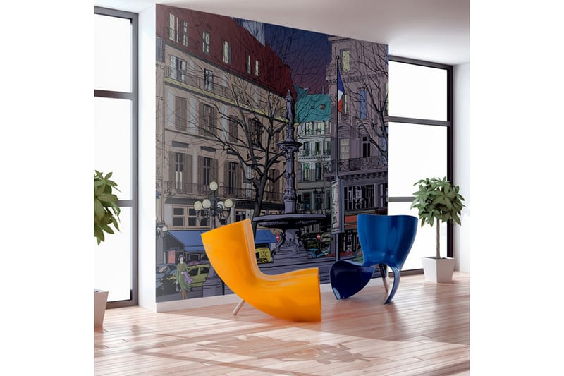 Fototapet Twilight Across Paris Square 200x154 - Artgeist sp. z o. o. - Boligtilbehør - Vægdekoration - Tapeter - Fototapeter